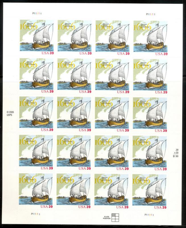 USA 4073 Sheet of 20 -  Mint NH - Champlain 2006