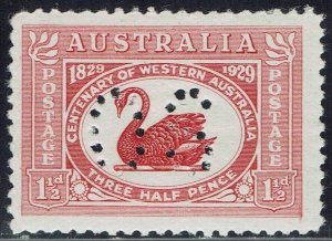 AUSTRALIA 1929 WESTERN AUSTRALIA CENTENARY OS 1½D SWAN MNH ** 