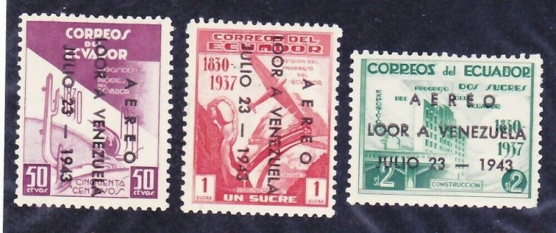 Ecuador C111-13 MNH 1943 Overprinted Airmail Set