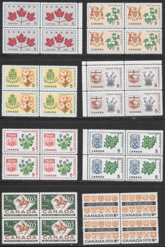 CANADA (230) Blocks and Imprint Blocks of 4 ALL Mint Never Hinged FV=C$73++