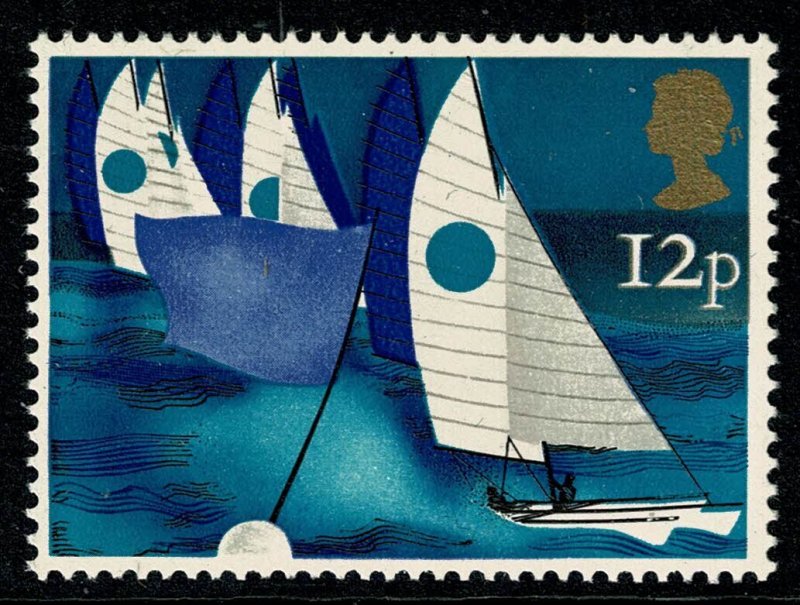 GB 1975 Sailing 12p White Sails Dry print of rose pink. SG 983 var