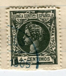 SPANISH GUINEA; 1905 early Alfonso issue fine used 4c. value