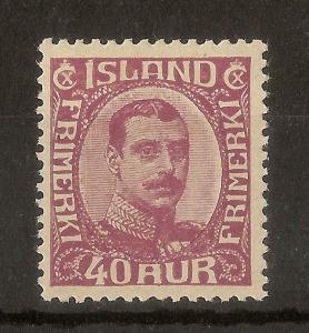 Iceland 1920 Christian 40A SG127 Mint Cat£42