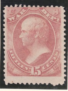 US O90 Mint 1873 15¢ War Dept Official Issue Scv $85.00