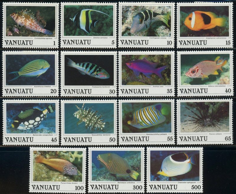 Vanuatu #442-456 Fish marine Life Postage Stamps Topical 1987 Mint LH