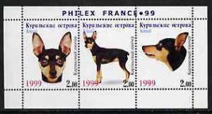 KURIL ISLANDS 1999 SHEET MNH PHILEX MANCHESTER TERRIER DOGS CHIENS PERROS HUNDEN