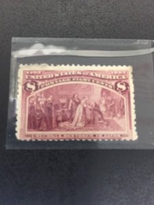 USA #236 Mint Hinged, Thin (SCV=$55) 