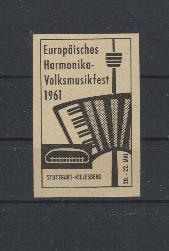 1961 European Harmonica Folk Music Festival, Stuttgart Killesberg - MNH OG