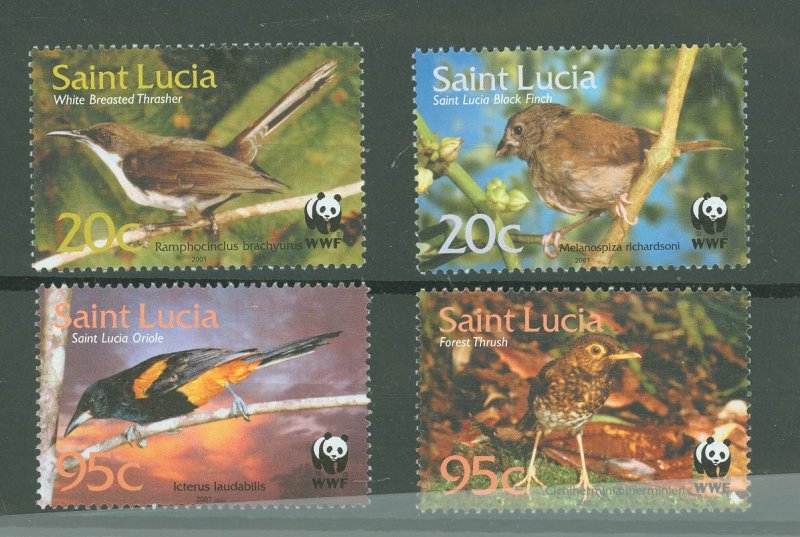 St. Lucia #1132-1135  Single (Complete Set) (Fauna) (Wildlife) (Wwf)