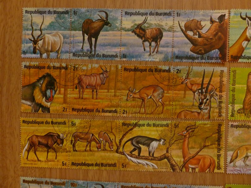 Burundi and Guinea Cancelled stamps Animal Kingdom of Africa Gold font #8