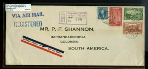 Triple weight 25c 1/4oz Air Mail Reg to COLOMBIA, SA, cover Canada