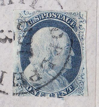 MOstamps - US Scott #7 Used 1 cent Blue Franklin on Cover - Lot # HS-C375