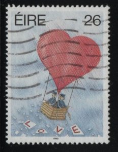 Ireland 1990 used Sc 765 26p Heart-shaped hot air balloon Greetings