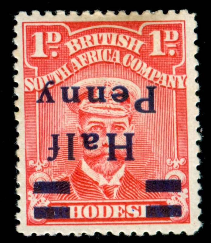 MOMEN: RHODESIA STAMPS SG #280a 1917 MINT OG H SURCHARGE INVERTED