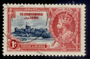 ST KITTS-NEVIS GV SG61, 1d deep blue & scarlet, FINE USED.