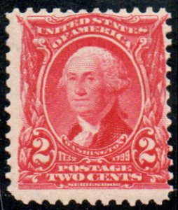 US #301 VF mint never hinged, 2c Washington, nicely centered,  RICH COLOR,  F...