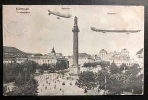 1909 Darmstadt Germany RPPC postcard Cover To Mainz Zeppelin & Parseval