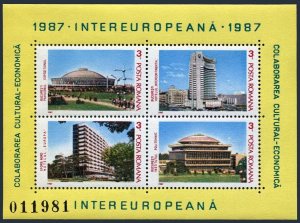 Romania 3434-3435 sheets.MNH.Mi 4324-4331 Bl.231-232. Modern Architecture,1987.
