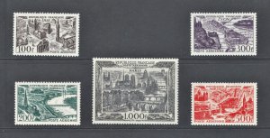 France #C23-27 (1949-50) Views of France Air Post Mint XF vLH Scott Cat. $212.70