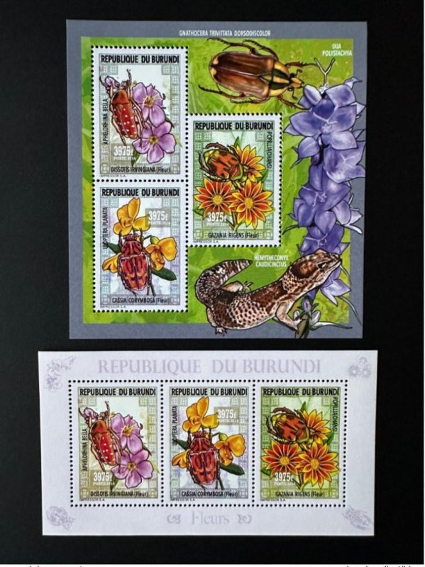 Burundi 2014 / 2015 Mi. 3570 - 3572 Fleurs Flowers Flowers Insects Insects-