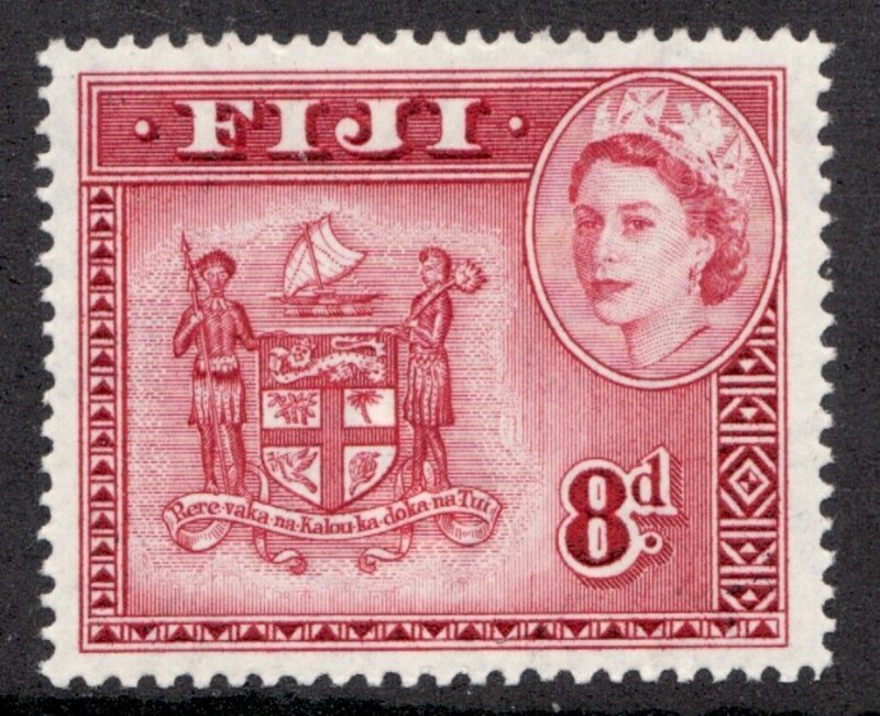 1954 Fiji - Sc# 155 - Six Pence, QEII & Coat of Arms - MNH postage stamp Cv$8.50