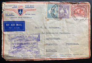 1931 Melbourne Australia FFC First Flight Airmail Cover to Bradford England