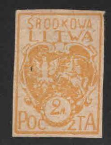 CENTRAL LITHUANIA  Scott 6 MH* imperforate stamp