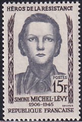 France 1958 Sc 881 Portrait French WW2 Hero Simone Michel-Levy Stamp MH