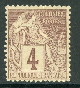 France Colonies 1881 Peace & Commerce 4¢ Claret Sc# 48 Mint D668