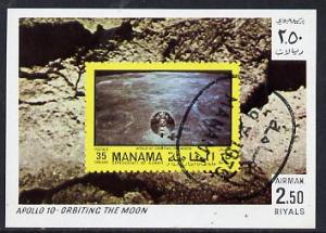 Manama 1970 Space Flight imperf m/sheet showing Apollo 10...