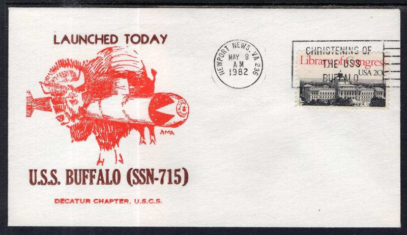 US USS Buffalo Commissioning 1982 Submarine Naval Cover