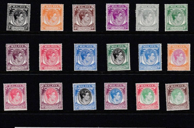 SINGAPORE  1948 - 52  S G 16 - 30  SET OF 16  MH  CAT £400