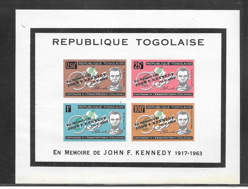 Togo #C41A MNH 1964 Kennedy overprint Souvenir Sheet (12962) (Stock Photo)