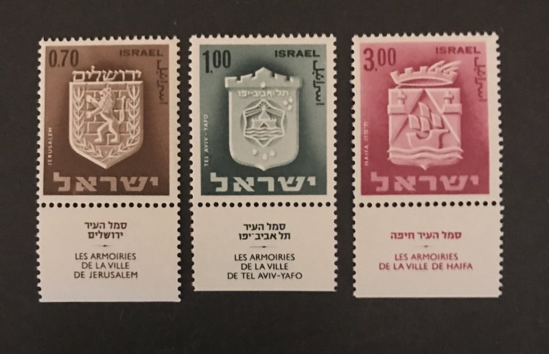 Israel 1965-66 #289-91 Tab, MNH, CV $2.10