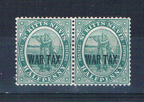 St Kitts-Nevis MR1 MNH pair War Tax 1916 (S0888)