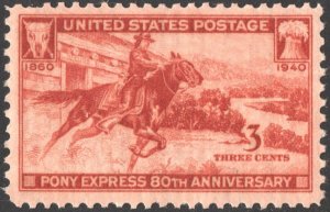 SC#894 3¢ Pony Express Anniversary Single (1940) MNH