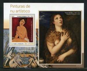 SAO TOME 2021 NUDE PAINTINGS MODIGLIANI VECELLIO S/SHEET MINT NEVER HINGED