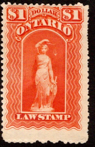 van Dam OL57, Canada, Ontario, MLHOG, Law Stamp, blue C, $1, p.11