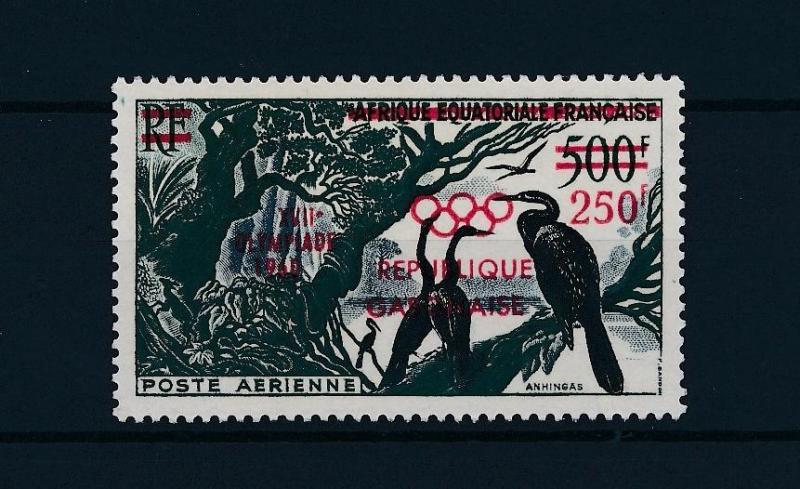 [43519] Gabon 1960 Olympic games Rome Overprint in red birds MNH
