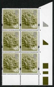 E-DONP48A 48p England Head Type 1 Oak Tree Bottom Right Corner Block U/M