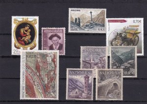 SA22f French and Spanish Andorra selection of used and mint stamps