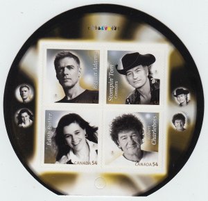 CANADIAN RECORDING ARTISTS = COUNTRY MUSIC = FRONT BK PAGE MNH Canada 2009 #2334