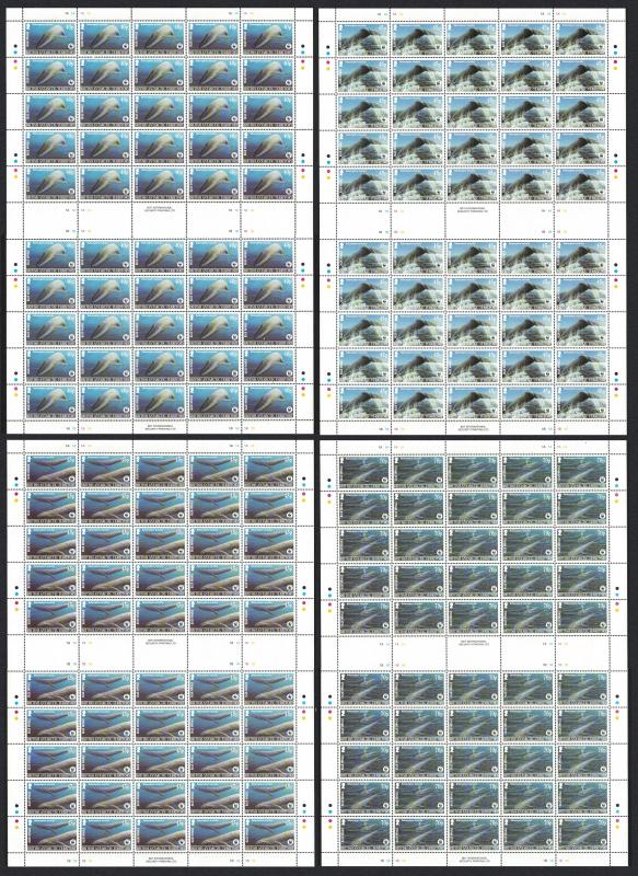 BAT WWF Blue Whale 4v Full Sheets of 50 sets SG#361-364 MI#353-356 SC#326-329