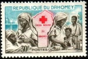 Red Cross Nurses & Map, Dahomey stamp SC#159 Mint