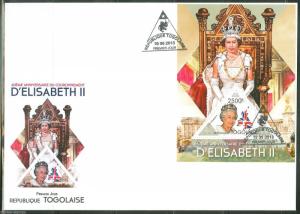 TOGO  2013 60th  ANNIVERSARY OF THE  CORONATION QUEEN ELIZABETH  II S/S  FDC