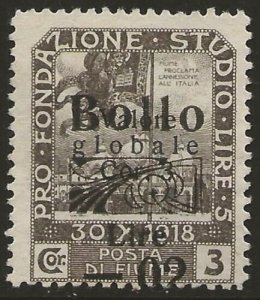 Fiume 1920 Revenue BOLLO Ovpt + Surch. 0.02L/3c Var. Slightly SHIFTED OVPT 