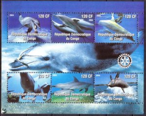 Congo 2004 Dolphins Sheet of 6 MNH Private