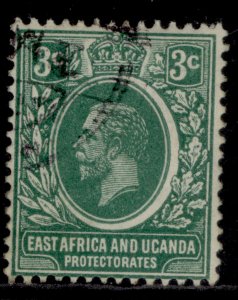 EAST AFRICA and UGANDA GV SG45, 3c green, FINE USED.