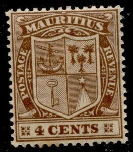 MAURITIUS  167  SINGLE  4¢  MINT HINGED  SHERWOOD STAMP