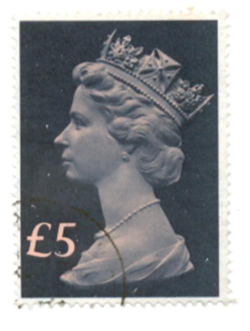 Great Britain  Sc MH176 1977 £5 Machin Head stamp used